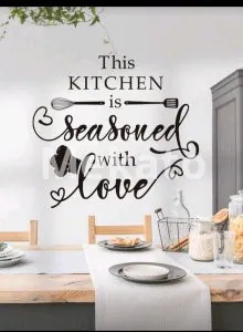1pc PVC Kitchen Sticker, Modernist Slogan Graphic Wall Renovation Sticker For Kitchen Christmas