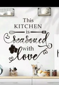 1pc PVC Kitchen Sticker, Modernist Slogan Graphic Wall Renovation Sticker For Kitchen Christmas