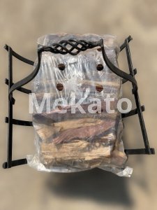 Decorative Black Metal Firewood Holder with Carry Handle