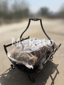 Decorative Black Metal Firewood Holder with Carry Handle