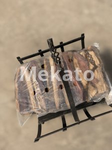 Decorative Black Metal Firewood Holder with Carry Handle
