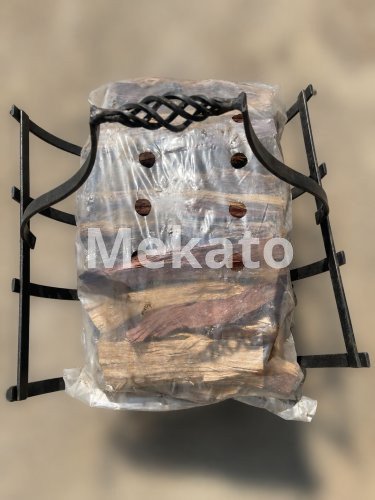 Decorative Black Metal Firewood Holder with Carry Handle