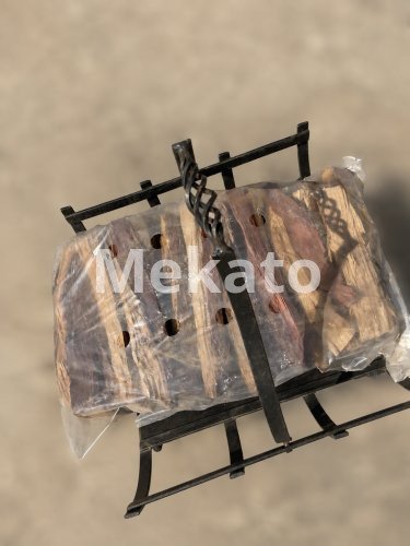 Decorative Black Metal Firewood Holder with Carry Handle